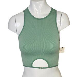 Anthropologie High Neck Ribbed Cutout Bralette NWT Stretchy Seafoam Green